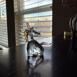 Crystal Unicorn Figurine with Gold and Pink Accents